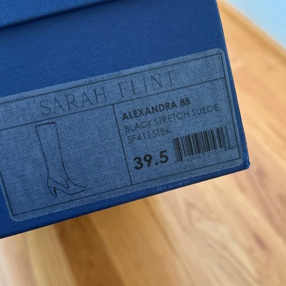 Nib Sarah Flint Black Alexandra 85 black stretch suede boot 39.5 new